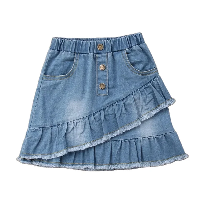2025 Wholesale High Quality Spring Autumn Summer Season Little Kid Girl Mini Irregular Jeans Skirt