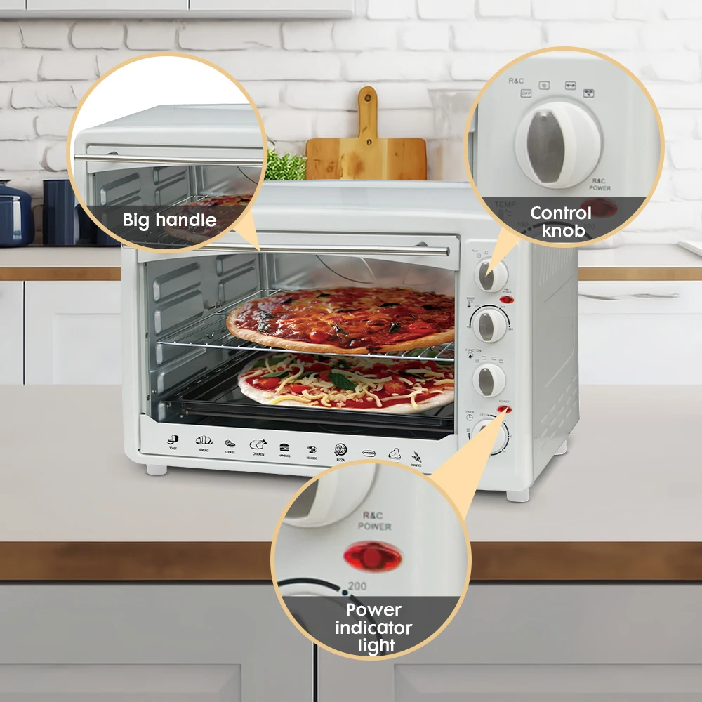 60L Multifunctional Electric Convection Oven Big Bakery Bread Toaster for Household Use for Baking Toasting Warm Function Hotels