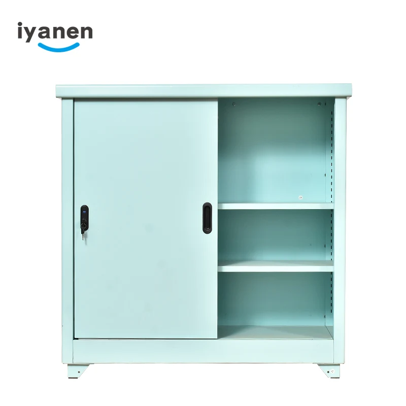Iyanen дешевой цене синих стоять средства ухода за кожей стоп 3 яруса нержавеющей стали раздвижные двери шкаф для гостиной