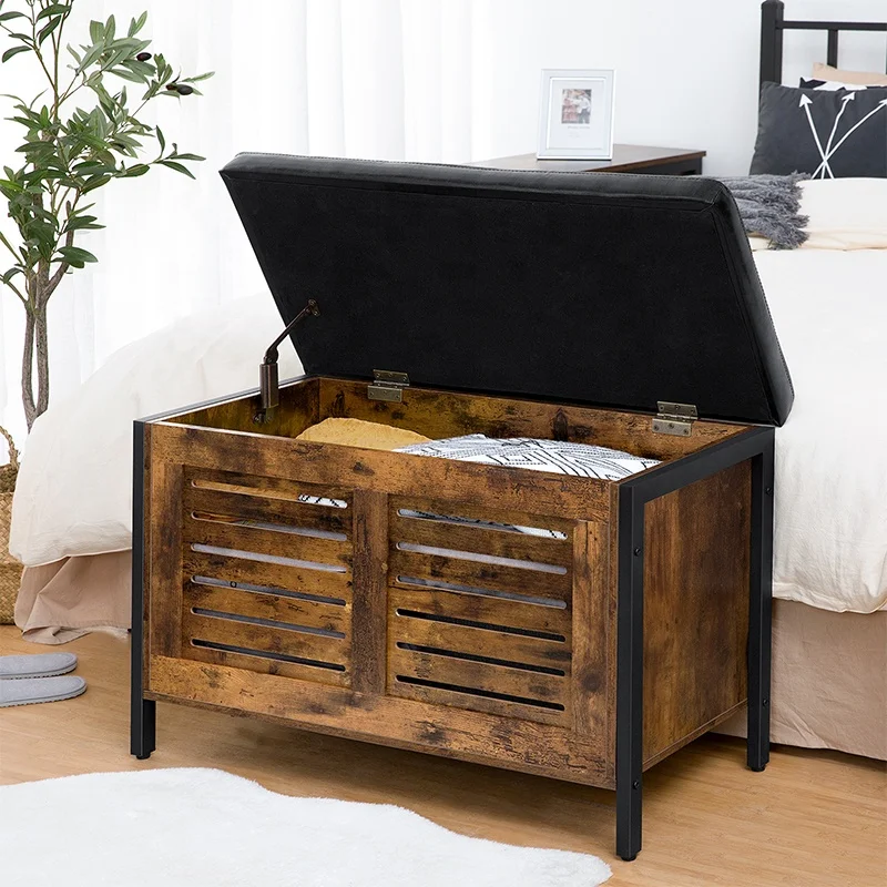 Lift Top Storage Chest Organizer with Safety Hinge, Storage Bench with Padded Seat, Shoe Bench