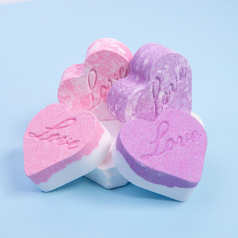 Custom Private Label Woman Mother Heart Shape Bath Fizzies Set Organic Ingredient Natural Bath Bombs