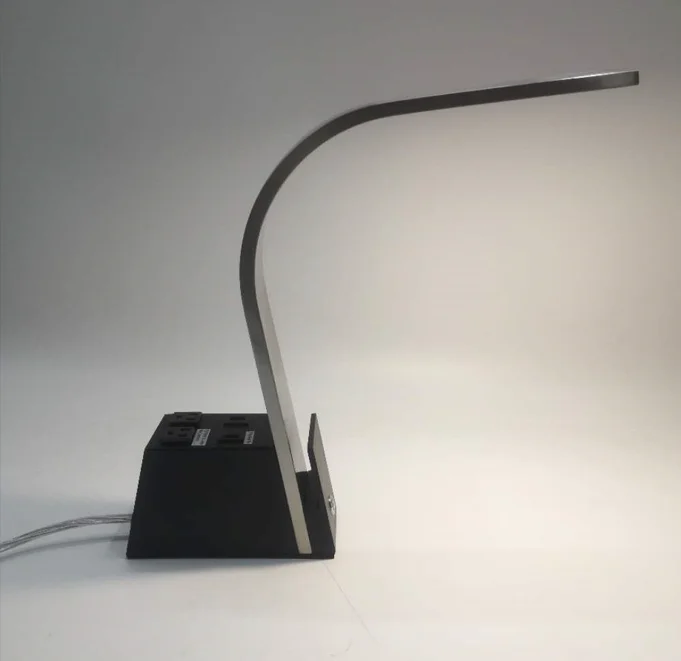 ETL listed IHG Holiday Inn project guest room bedside LED desk table lamp with USB port and electrical power outlet