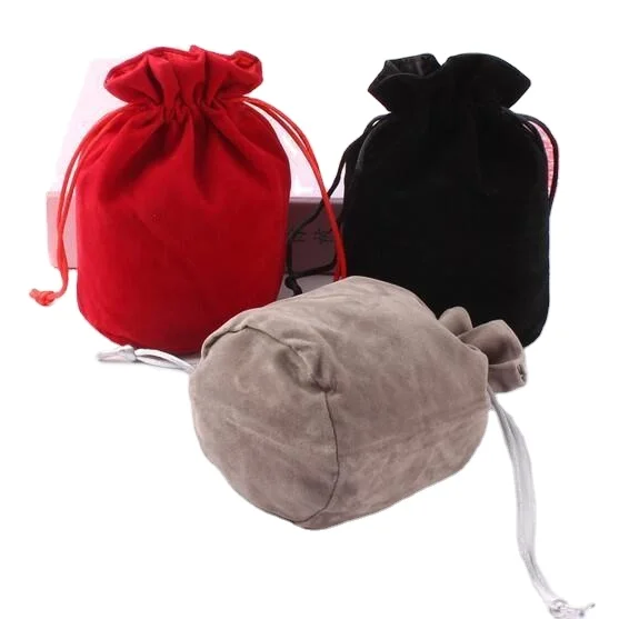 Wholesale Custom Logo Round Bottom Drawstring Jewelry Bag For Gift Watch Gift Packaging Velvet Pouch