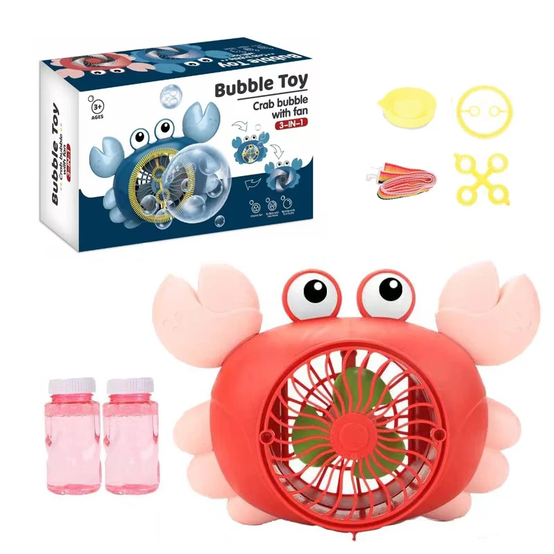2022 New Hot Summer Outdoor Electric Crab Soap Machine 4 Hole Bubble Toy Fan 2 In 1 Multifunctional For Kid