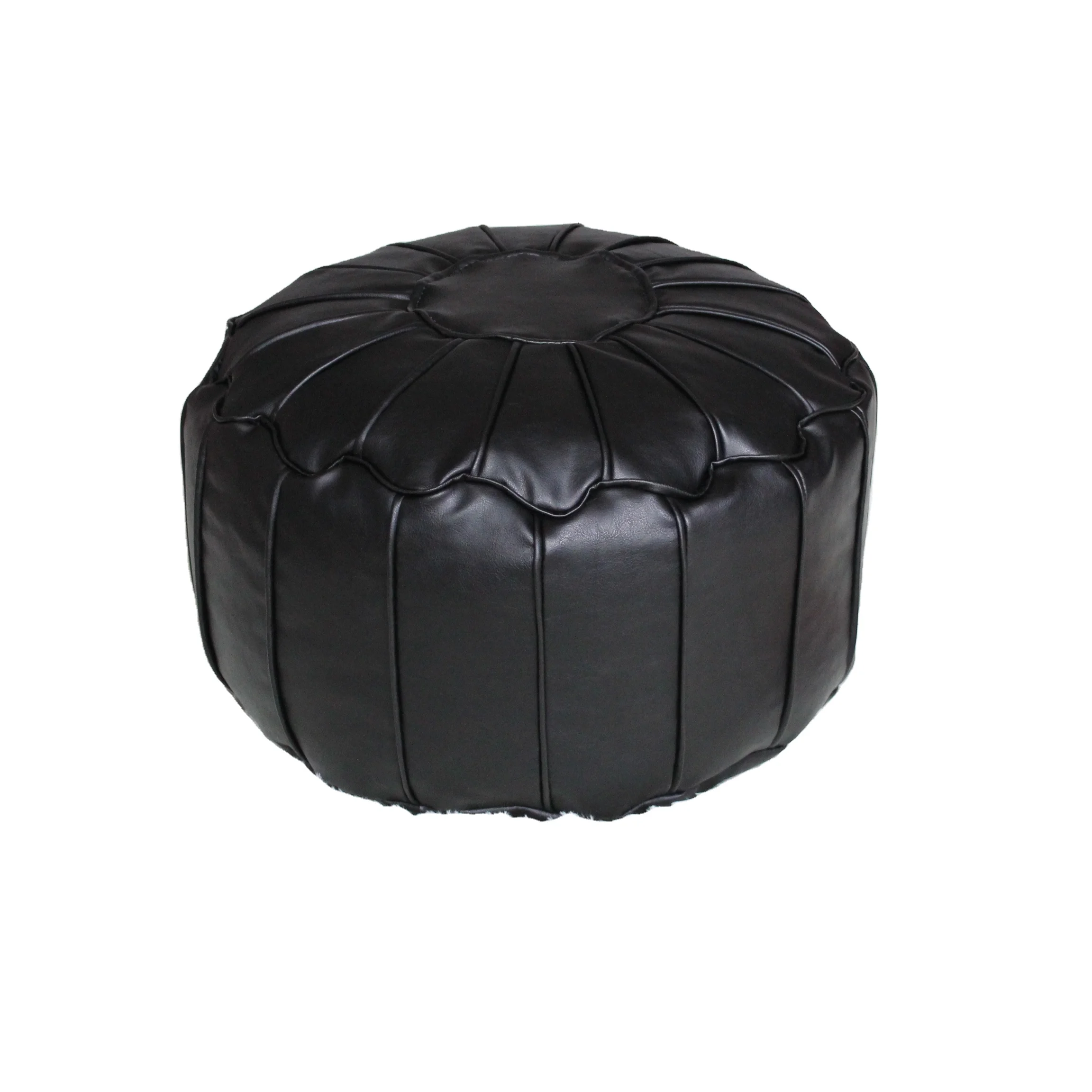 2022 hot sale Flame retardant Faux leather round moroccan pouf footstool slab bean bag