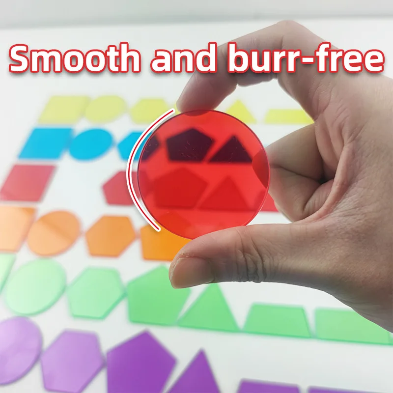 set of 54 Colorful Rainbow Plastic Shape Light Box Accessory Sensory Play Math Manipulative transparent geometric shapes for Kid