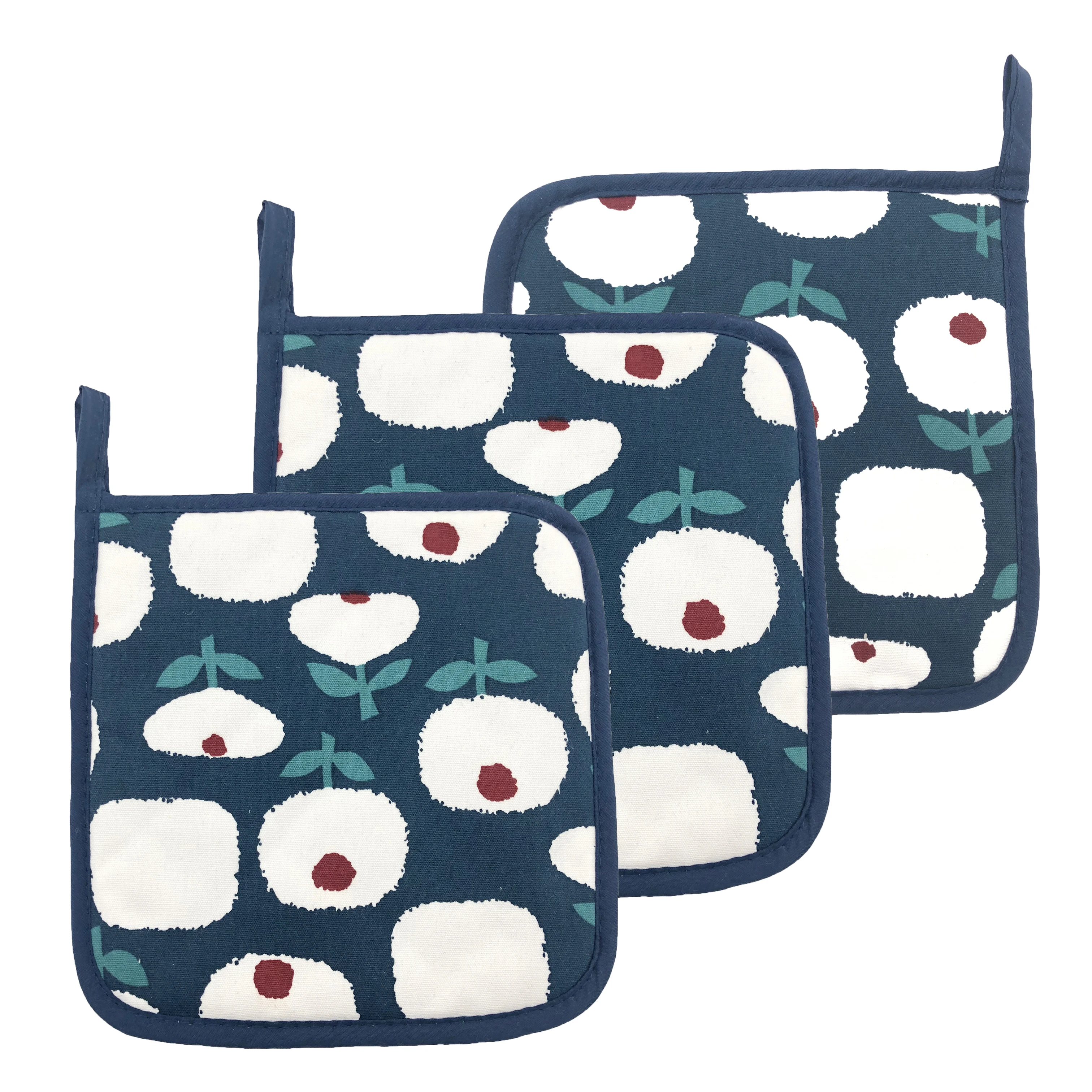 Cotton Polyester Quilted Terry Oven Set BBQ Heat Resistant Mitts Pot Holders Potholders Recycled Non-slip Kitchen Backing