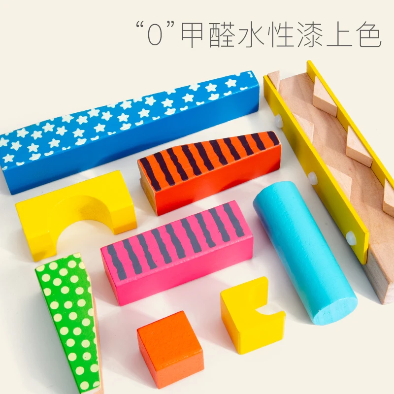 Wooden marble roller coaster Beads race game Marbles Run blocks