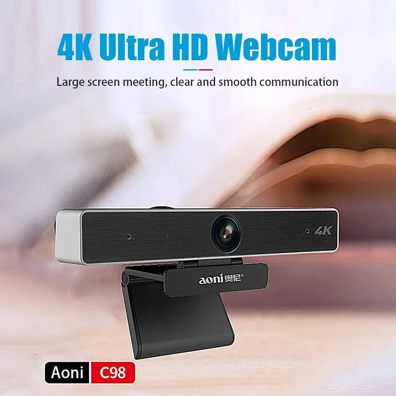 Веб-камера UHD 4K с 5-кратным цифровым увеличением широкоугольная со встроенным микрофоном и шумоподавлением интерфейсом