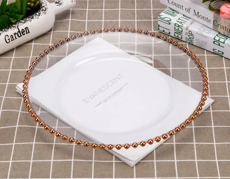 Transparent Plates with Gold Rim 13inch Plastic Charger Plates for Dinner Plates for Weddings Holiday or Party Table Decor