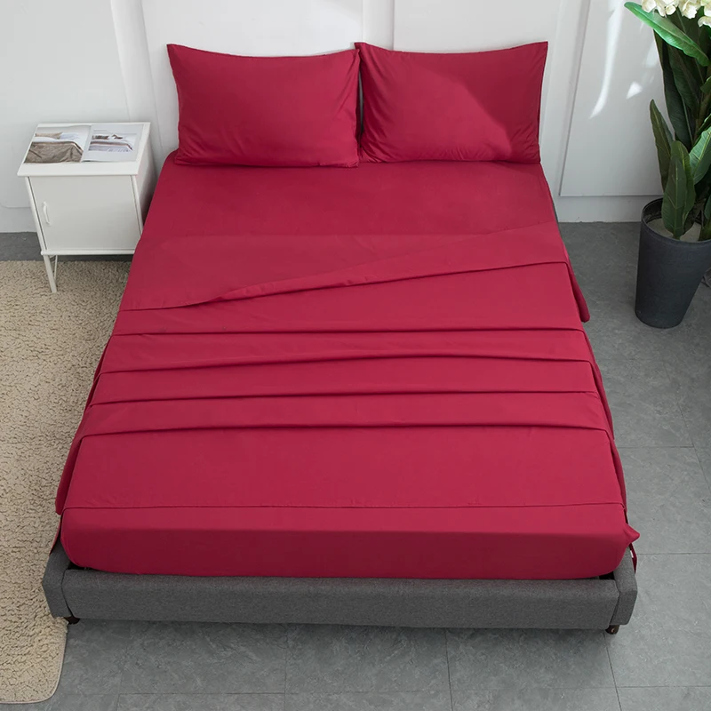 100% Polyester Bedding Queen Sheet Set 4 Piece Hotel Luxury Bed Sheets with Deep Pockets