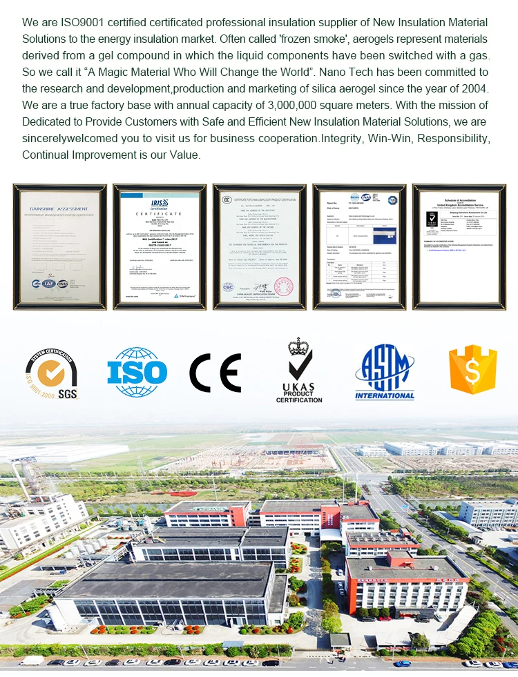 New Type Environmental Flexible 10mm Thermal Insulation Aerogel Blanket