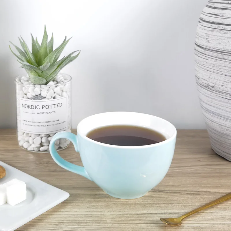 Wholesale new bone china breakfast cups ceramic pink coffee milk mugs for home, cafe