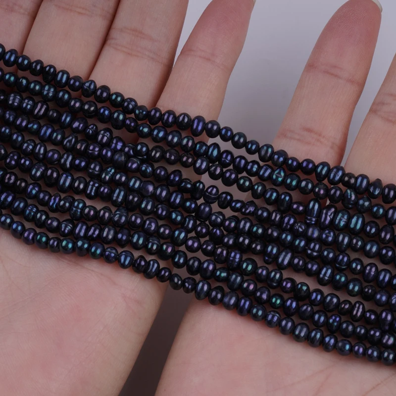 3-3.5mm Black Potato Shape Cultured Freshwater Pearl 18cm Short Strands For Jewelry Making Promotion Price