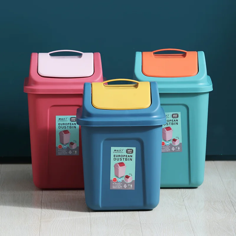 Wholesale Customized Logo Indoor Flip Lid Touchless Garbage Can Plastic Trash Bin With Lid Plastic Garbage Can