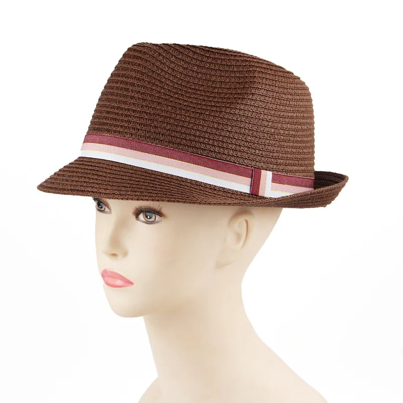 Women Men UPF 50+ Straw Fedora Hat Packable Short Brim Roll Up Trilby Hat Panama Summer Beach Sun Hat