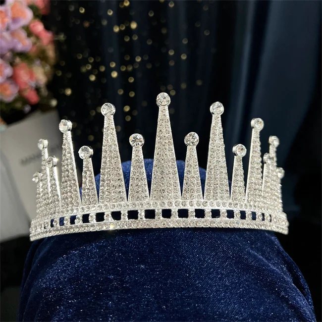 Fashion Women Silver Crystal Bride Crown Headbands Princess Queen Tiaras and Crowns Bridal Wedding Hair Jewelry Head Accessories