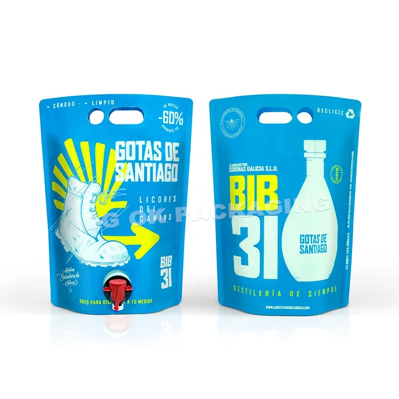 Bib Bag Wine Juice Drinks Oil Packaging Bag in Box Aluminum Foil Aseptic 1L 3L 5L 10L 20L 220L Heat Seal Beverage Customization