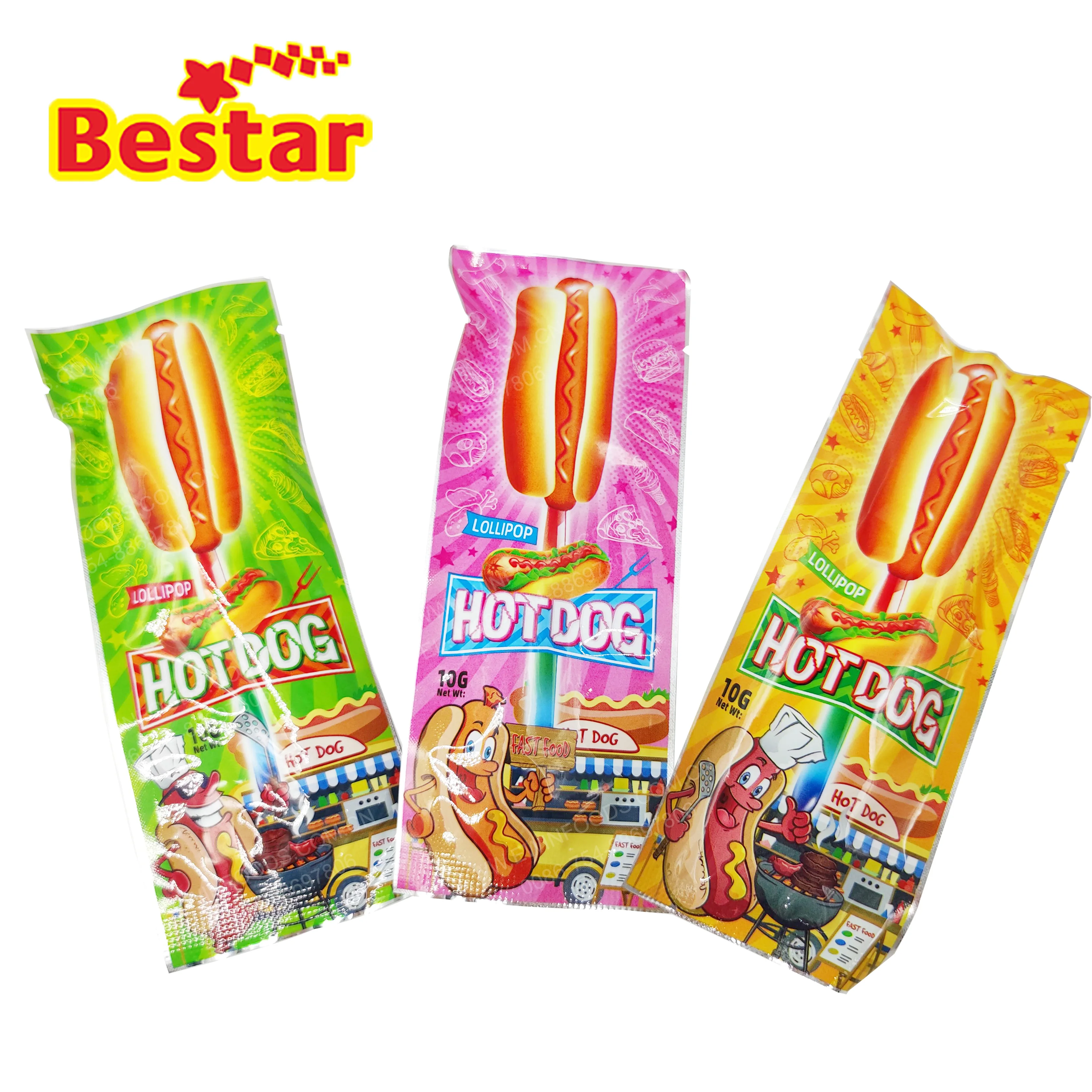 10g hot dog lollipop in box colorful glow stick fluorescent lollipop sweet fruit flavor hard candy lollipop