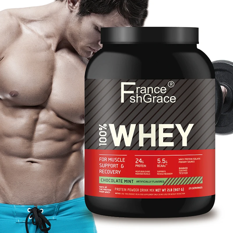 Private Label OEM 2lb Wholesale Organic Protein Powder Supplement Weight Gain Vegan Chocolate Mint Flavor Whey Protein Powder
