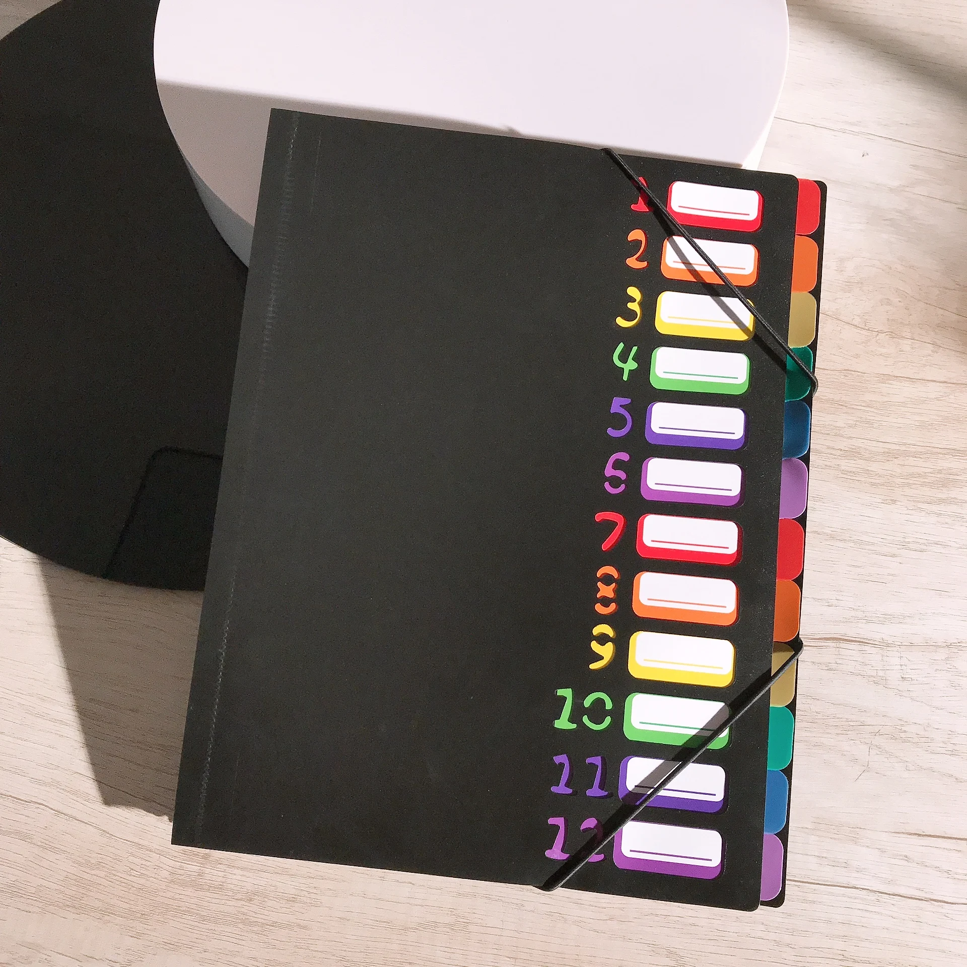 Plastic Dividers With 12 divisions Rubber Band Closure A4 Letter Size Multicolored Tabs For School