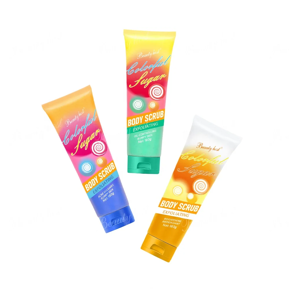Beauty Host Skincare Products Colorful Vegan Sugar Body Care Scrub Exfoliating Oil Control Whitening Antioxidant Moisturizing