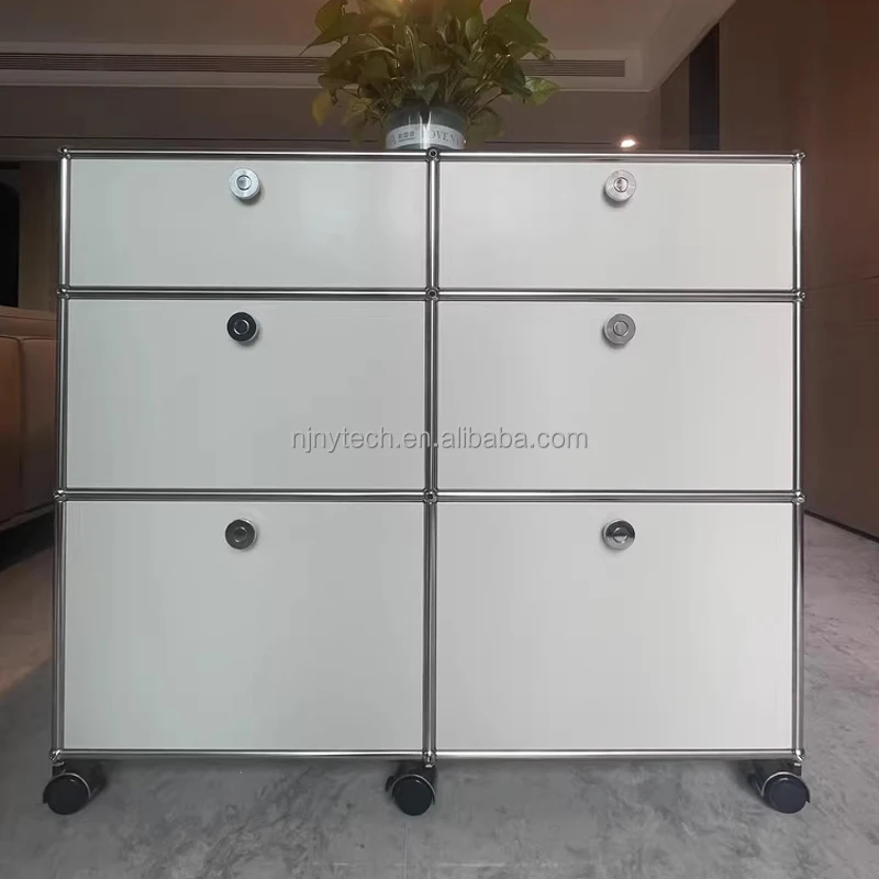 Stainless steel TV sideboard bedside table living room modern simple storage rack network storage cabinet TV side cabinet