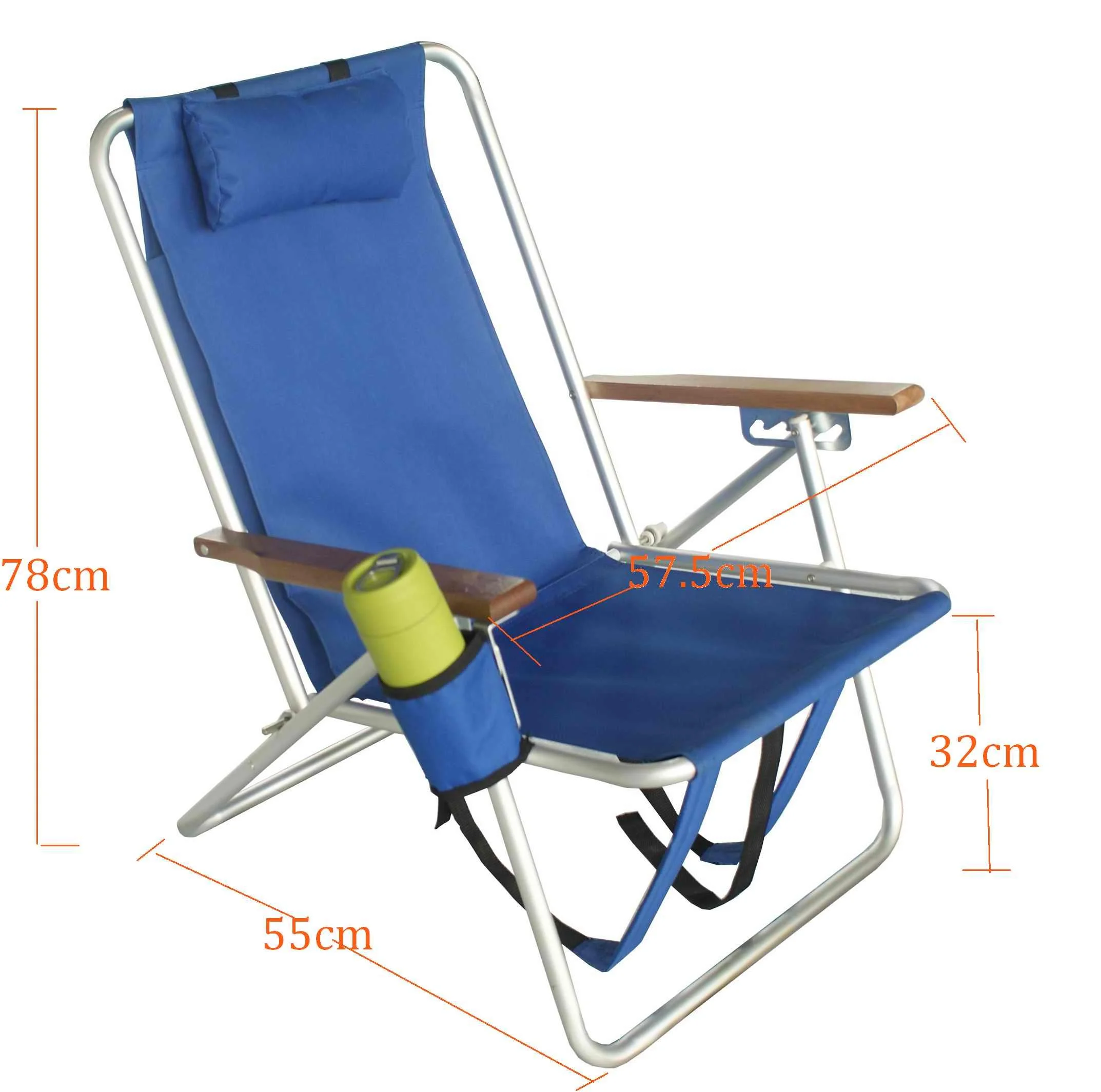 
Outdoor folding reclining beach chair with or without backpack 