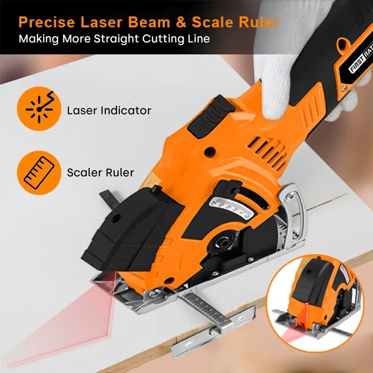 7400rpm Mini Circular Saw Hand-Held Electric Compact Mini Circular Saw Plunge Saws With Laser