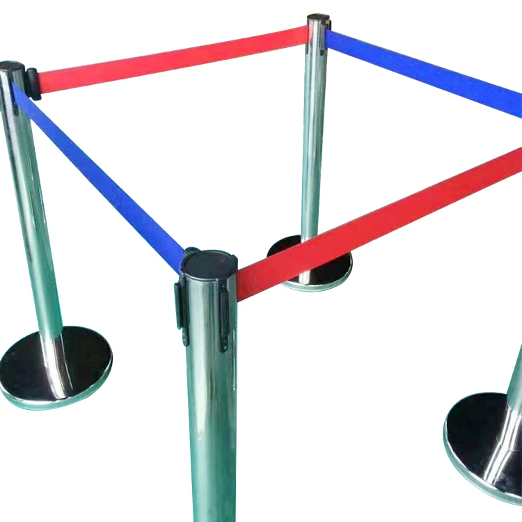 
Polished stainless steel Retractable Belt Barrier for road safety 