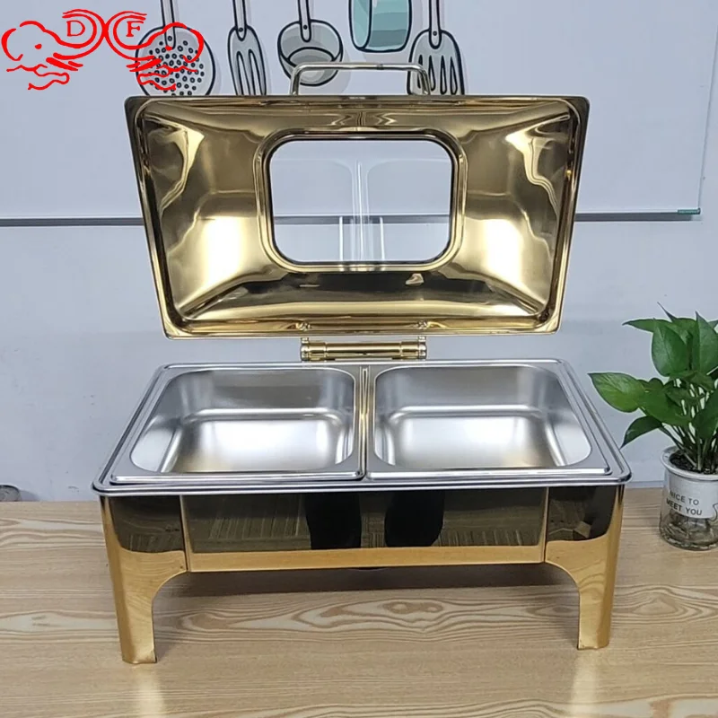 DF Trading house  Factory Professional food warmer chaffing dish buffet catering stainless steel Gold&Silver 9Liter Wedding use