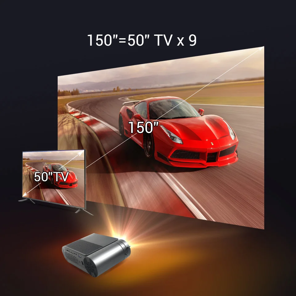 Портативный проектор BYINTEK K9 HD Mini светодиодный Мультиэкран с ЖК-дисплеем Wi-Fi 4K 1280x800P для домашнего кинотеатра