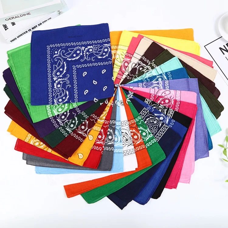 Fashion Stock Soft Cotton Headband Scarf Paisley Square head bandanas For Women