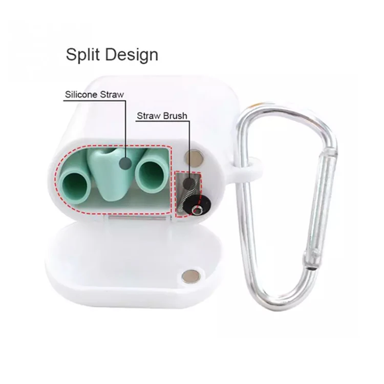 New Product Portable Collapsible Silicone Drinking Reusable Straw With Case