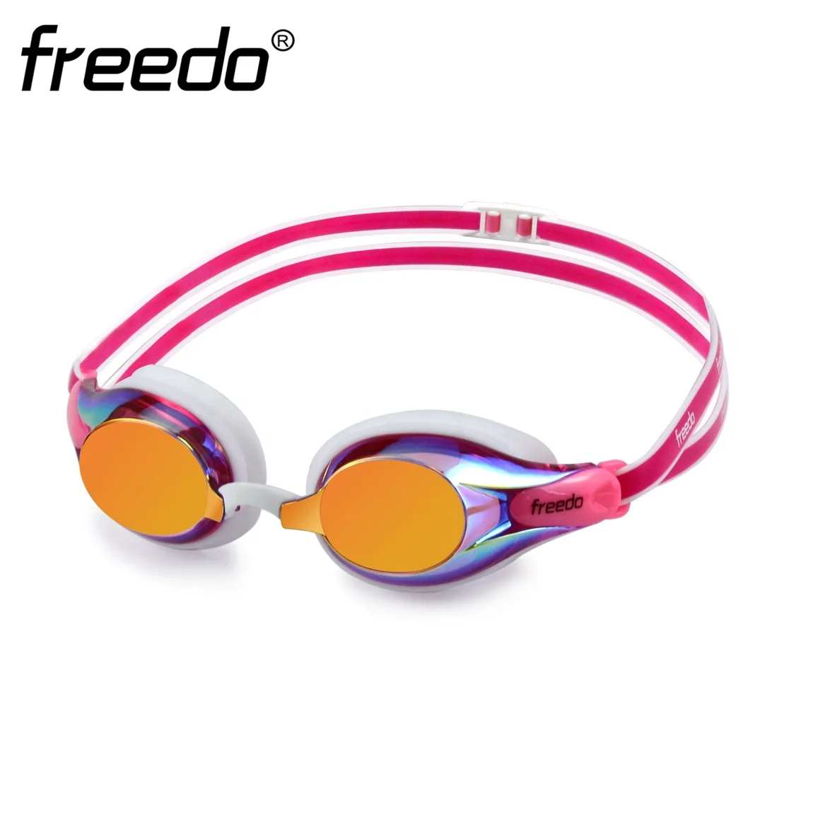 Racing triathlon anti-fog UV protection swimming gear swimming goggles with rainbow mirror coating and customized logo