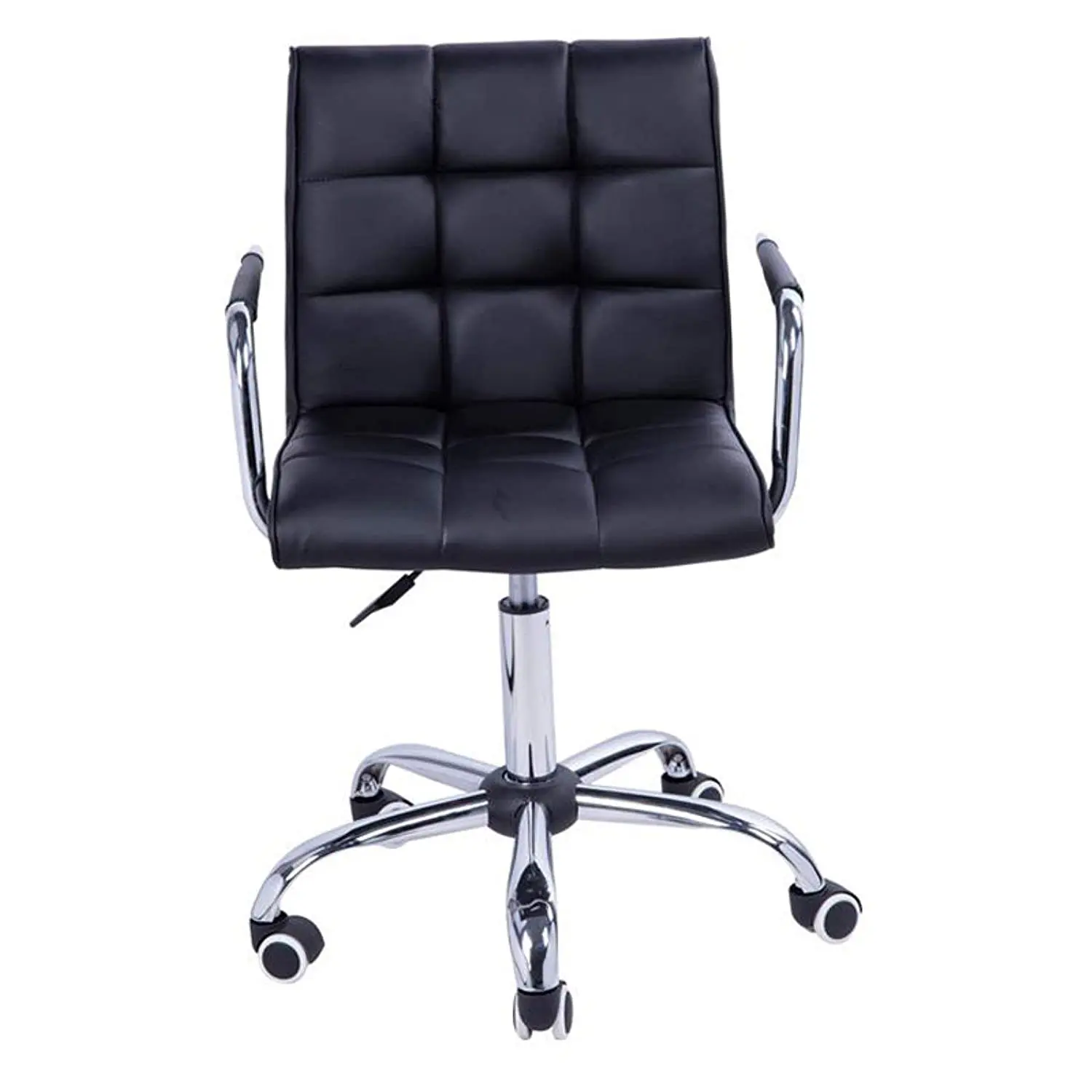PU Leather Height Adjustable Swivel Office Computer Barstool Armrest  Office Chair with Chrome castor wheel