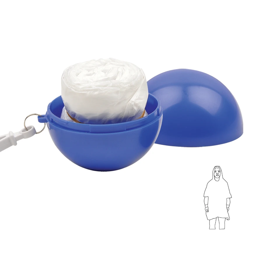 outdoor PE disposable eco friend Poncho ball key chain  Raincoat In Convenient Carrying Ball YC355