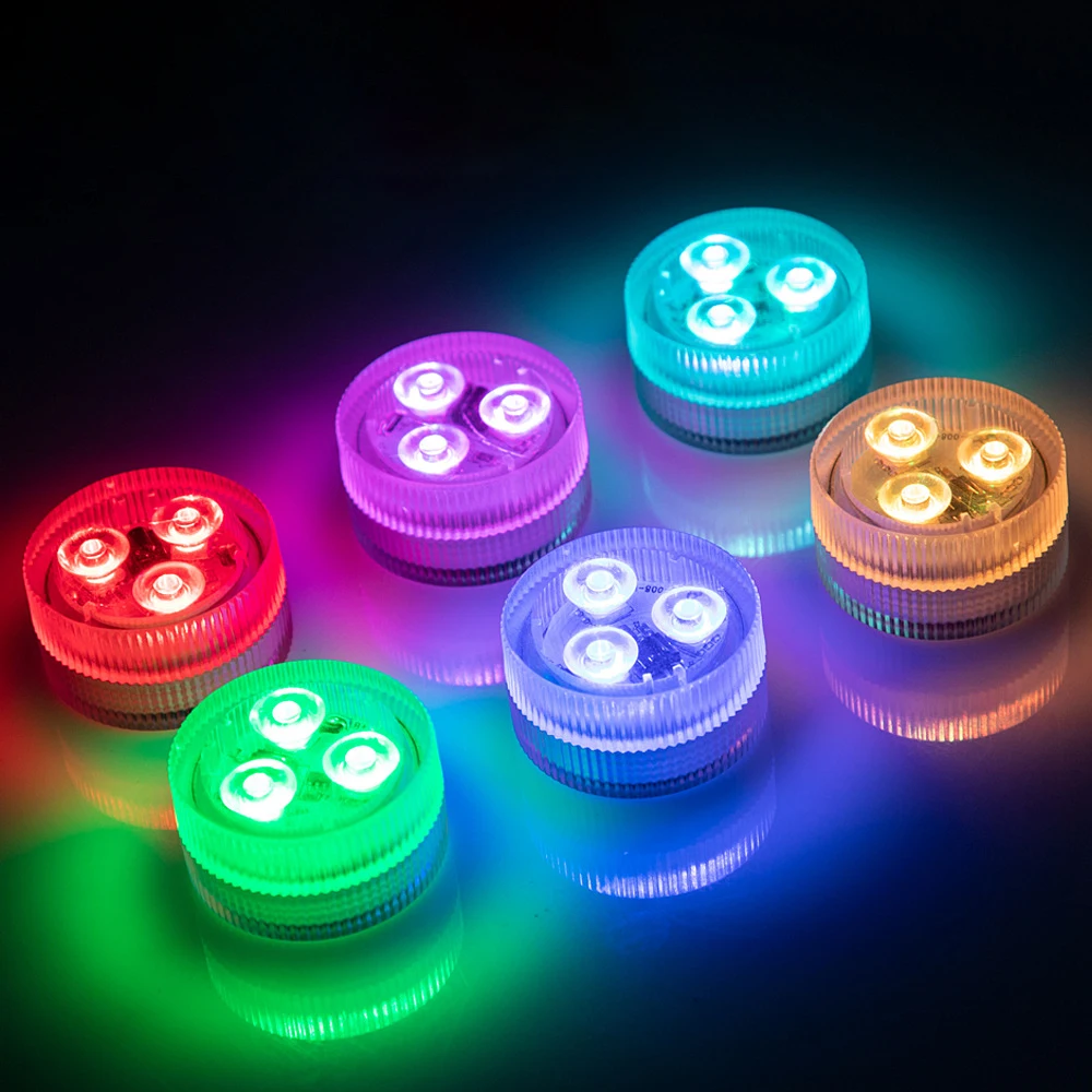 3 шт. smd5050 rgb батарея Мини Погружные светодиодные лампы с дистанционным управлением в водонепроницаемые ip68 для вечеринки/свадьбы украшение