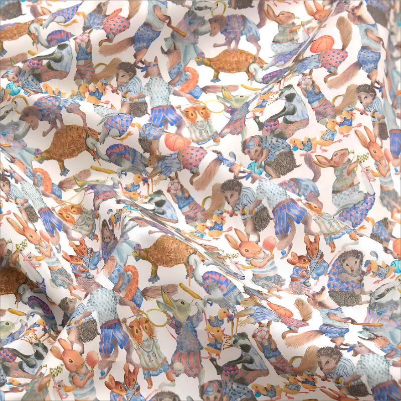 Liberty of London Tana Lawn Cotton Hullabaloo Series Print Bunnies Hedgehogs Mice Badgers Ducks Hamsters Tortoises Foxes Fabric