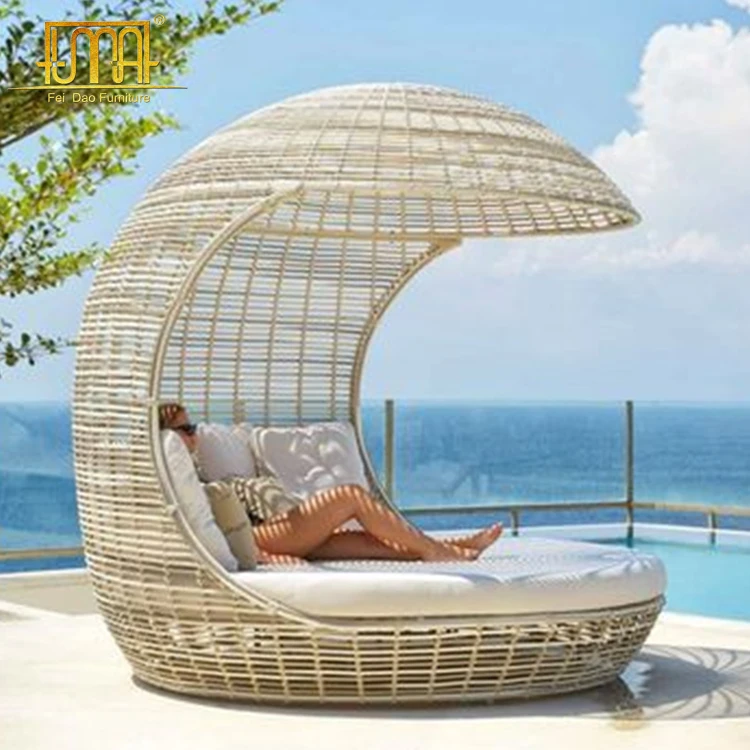 Used Hotel Pool Furniture Sun Bed Manual Canopy Outdoor Garden Set Sun Bed Adult Day Beds