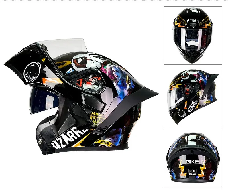 Motorcycle double-lens faceless helmet motorcycle full helmet personality big tail knight safety all-season universal helmet