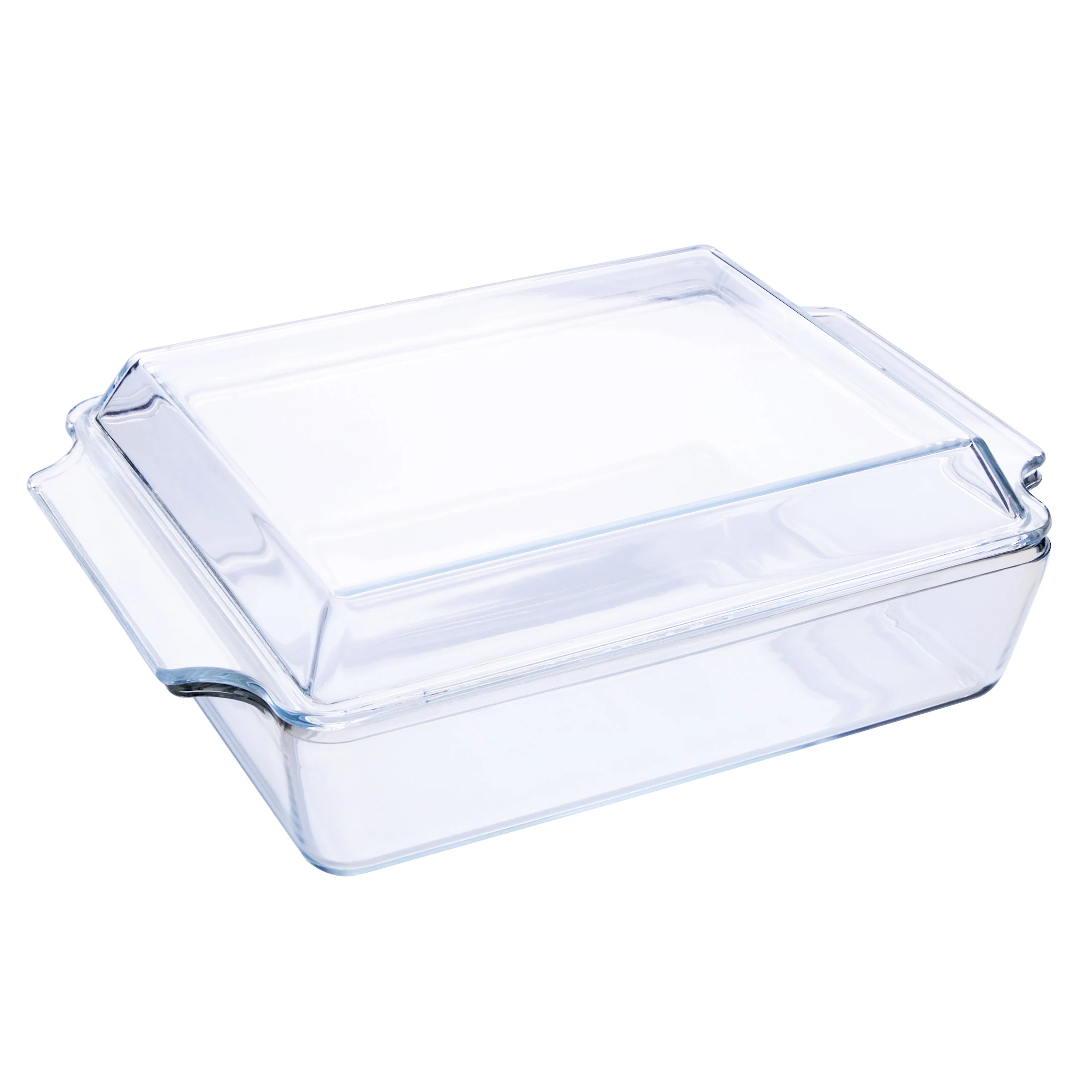 2L Clear Rectangular Heat Resistant Borosilicate Tempered Glass Casserole Baking Pan with Handle