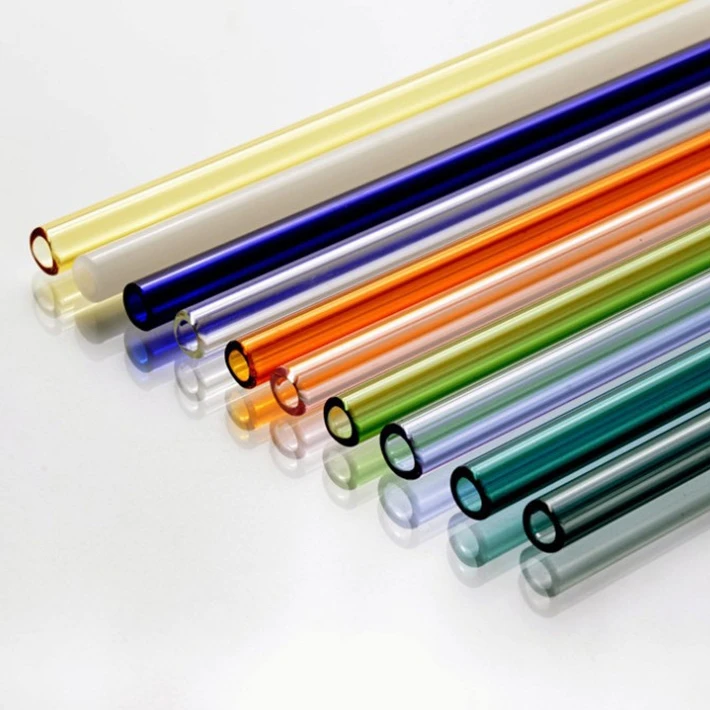 Custom Printing High borosilicate Cute Color Reusable Straight glass drinking straw for hot cold cocktail drink