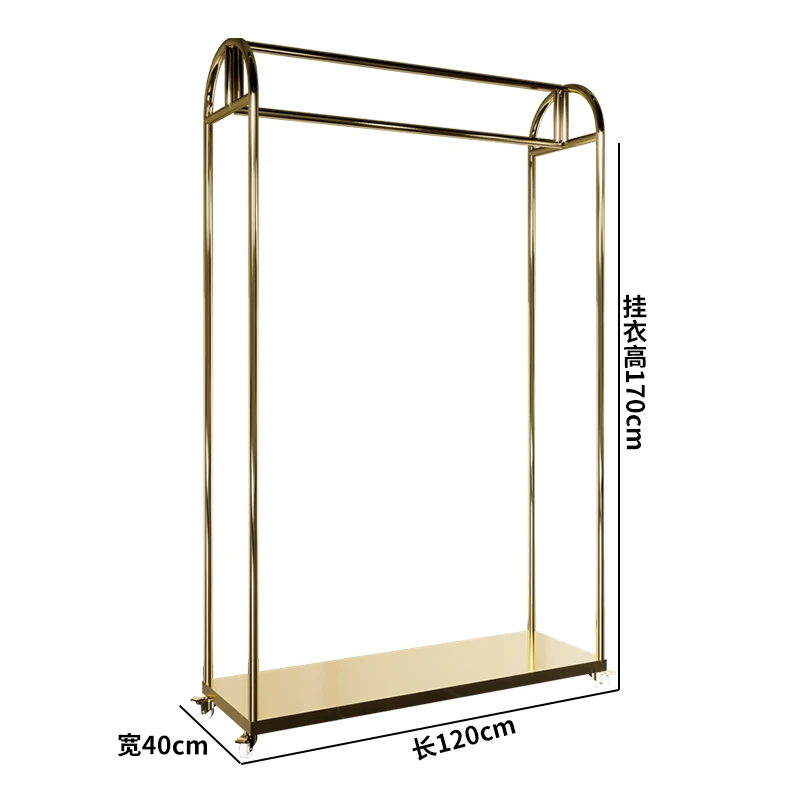 Custom Garment Woman Dress Clothes Shop Display Stand Stainless Steel Shiny Gold CLothing Display Rack for Wedding Dresses Store
