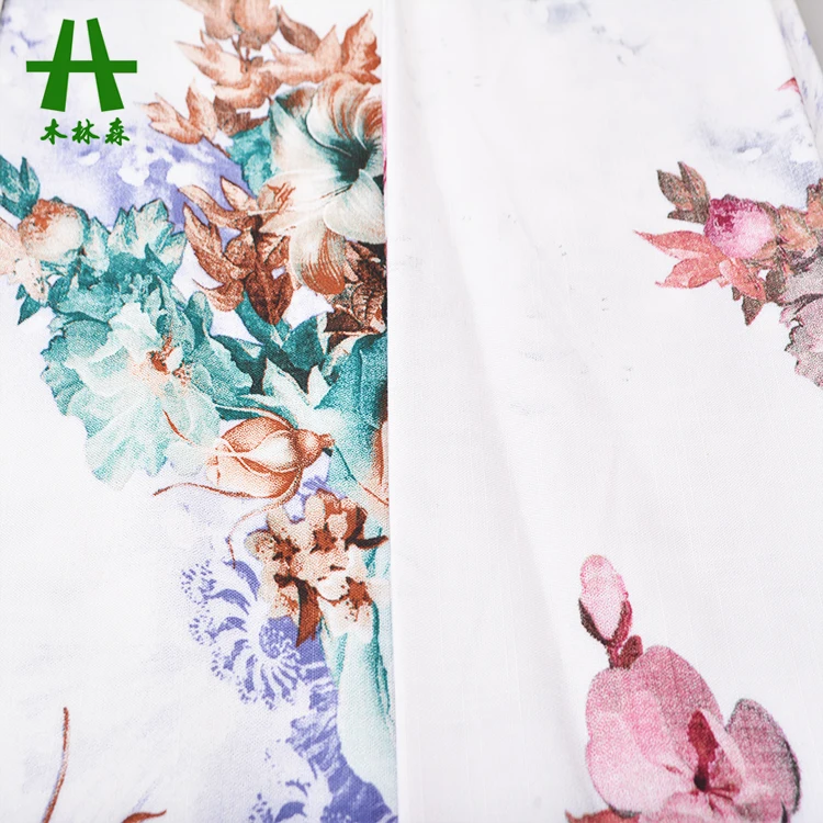 Mulinsen Textile Plain Dyed Woven Bamboo Imitation Digital 30s Rayon Viscose Challis Fabric