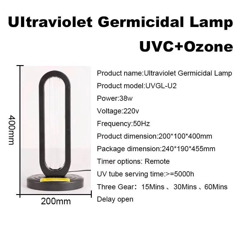 Wholesale 38W Ozone disinfection Ultraviolet Sterilizer Light 15/30/60 mins timing bactericidal lamp for bedroom hotel