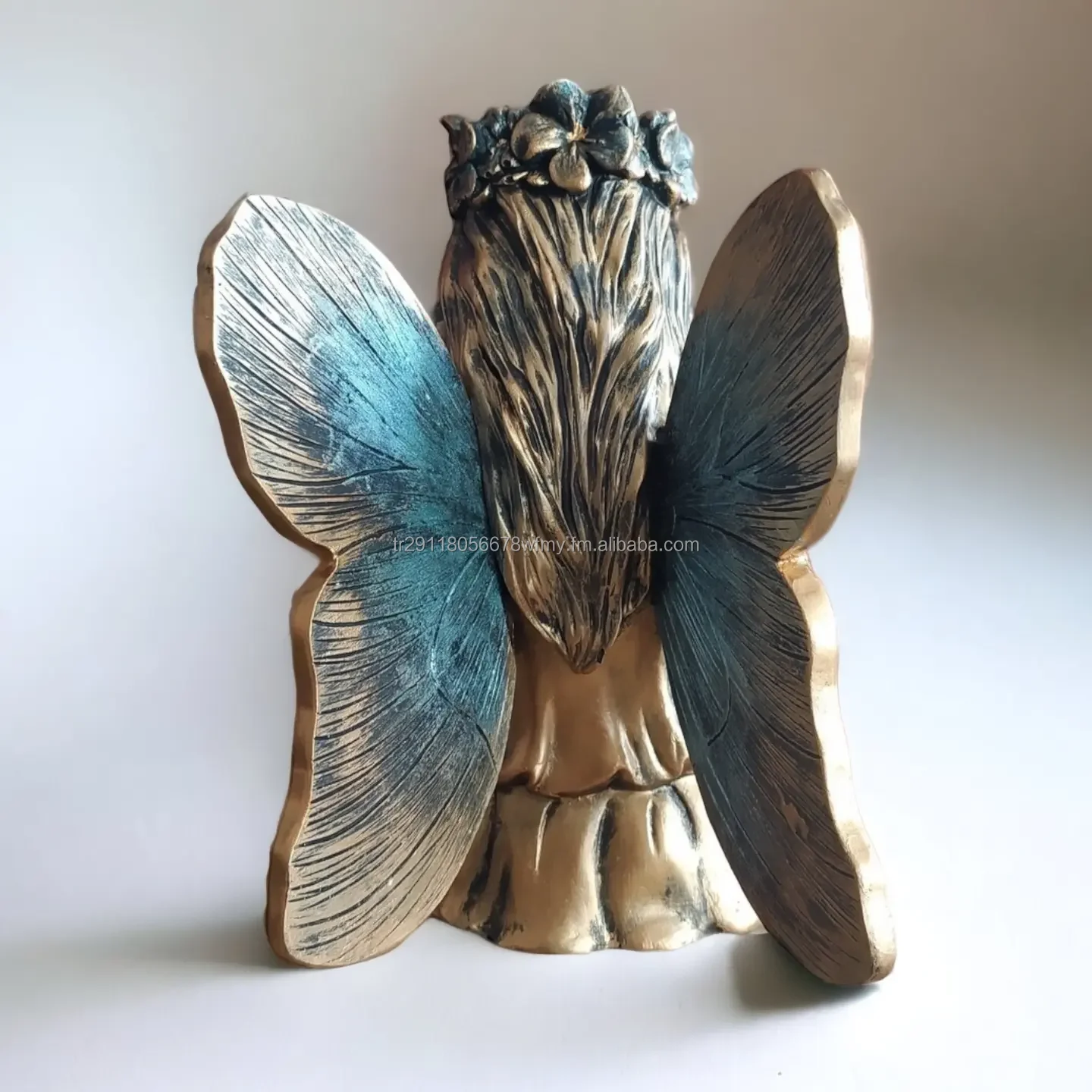 Modern Luxury Home Accent Winged Angel Girl Statue Cherub Figurine for Hotel & Restaurant for Shelf Decor & Table Top