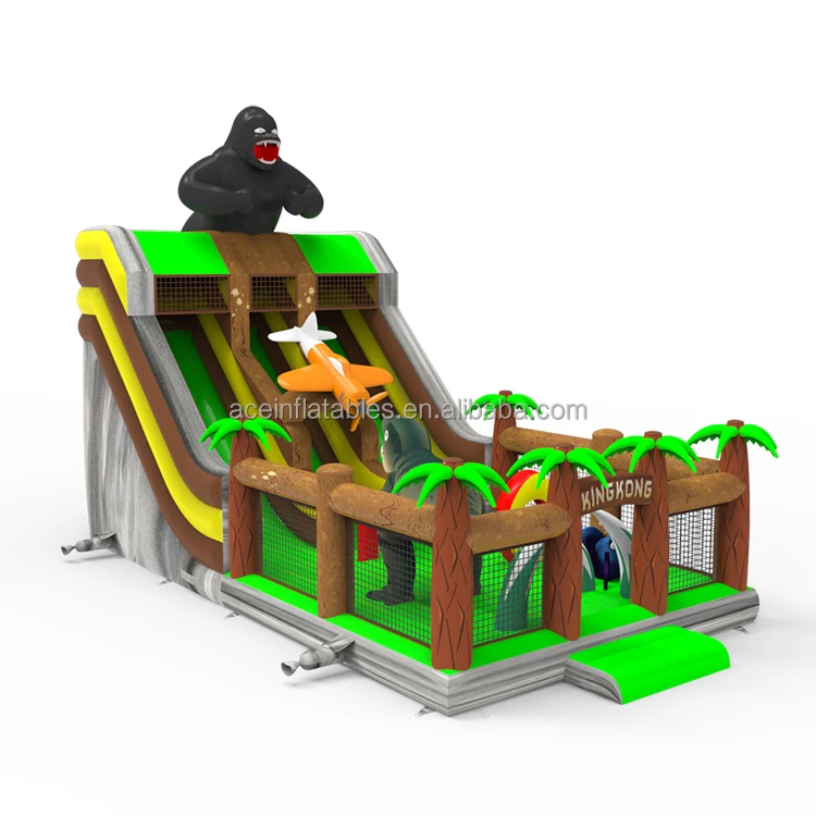 commercial customized kids bouncy jump castle with slide amusement outdoor fun city king kong gorilla inflatable playground