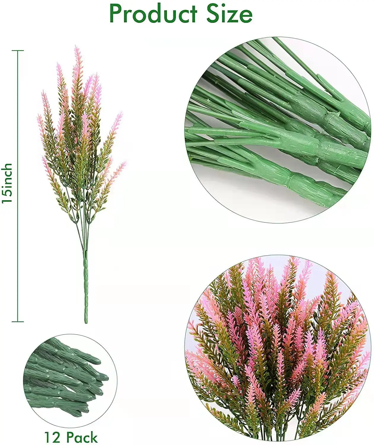 YIWAN wholesale Artificial Flocked Lavender Bundle Flowers Bouquet Plastic Plants Home Kitchen Office flower
