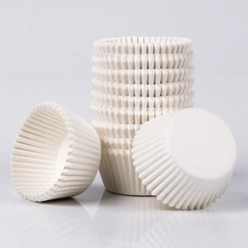 Greaseproof No Smell Cupcake Wrappers Food Grade Paper Baking Cups Mini White Cupcake Liners for Birthday